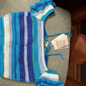 All things Mochi Jamie crochet stripe off the shoulder bikini top